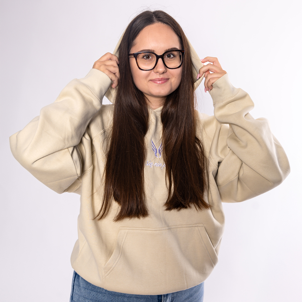 BLUZA DAMSKA BASIC OVERSIZE NSNP SKRZYDEŁKA BEŻOWA