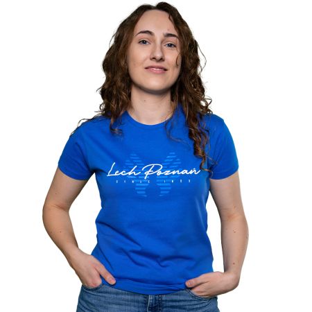KOSZULKA DAMSKA LECH POZNAŃ SKRZYDŁA NIEBIESKA