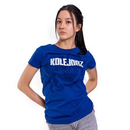 KOSZULKA DAMSKA KOLEJORZ LWY NIEBIESKA