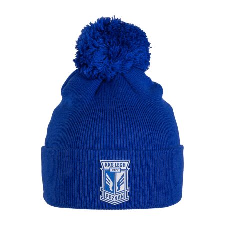 CZAPKA ZIMOWA DZIECIĘCA HERB Z POMPONEM NIEBIESKA