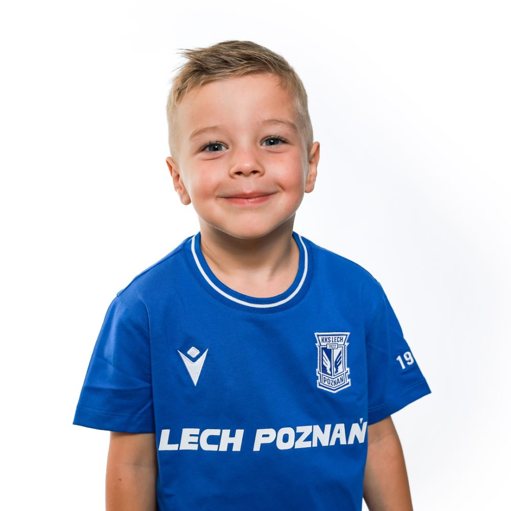 KOSZULKA DZIECIĘCA MACRON LECH POZNAŃ NIEBIESKA FAN LINE